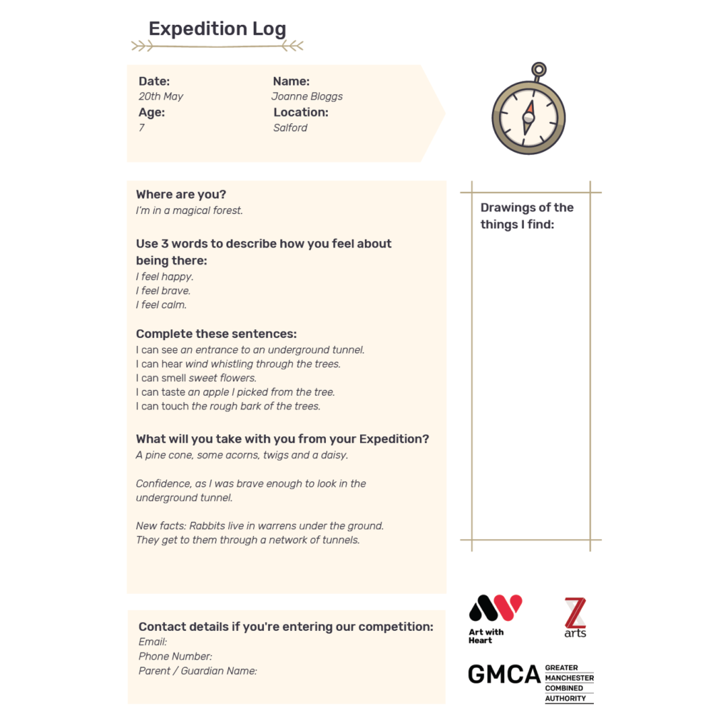 Example expedition log filled in.