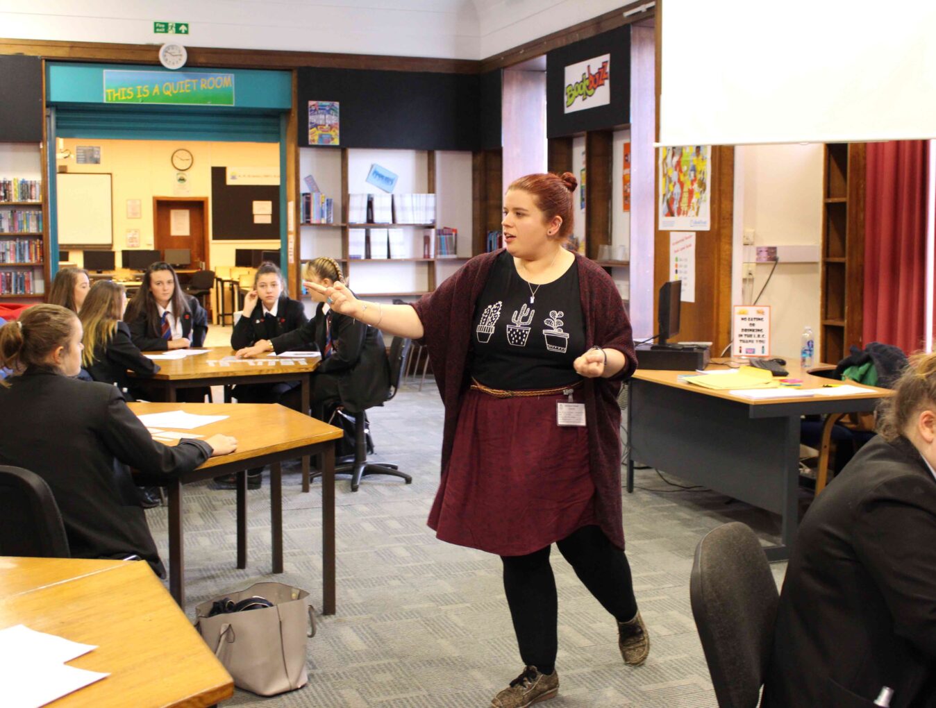 Sarah talks to secondary school students during one of our Equalities workshops. 