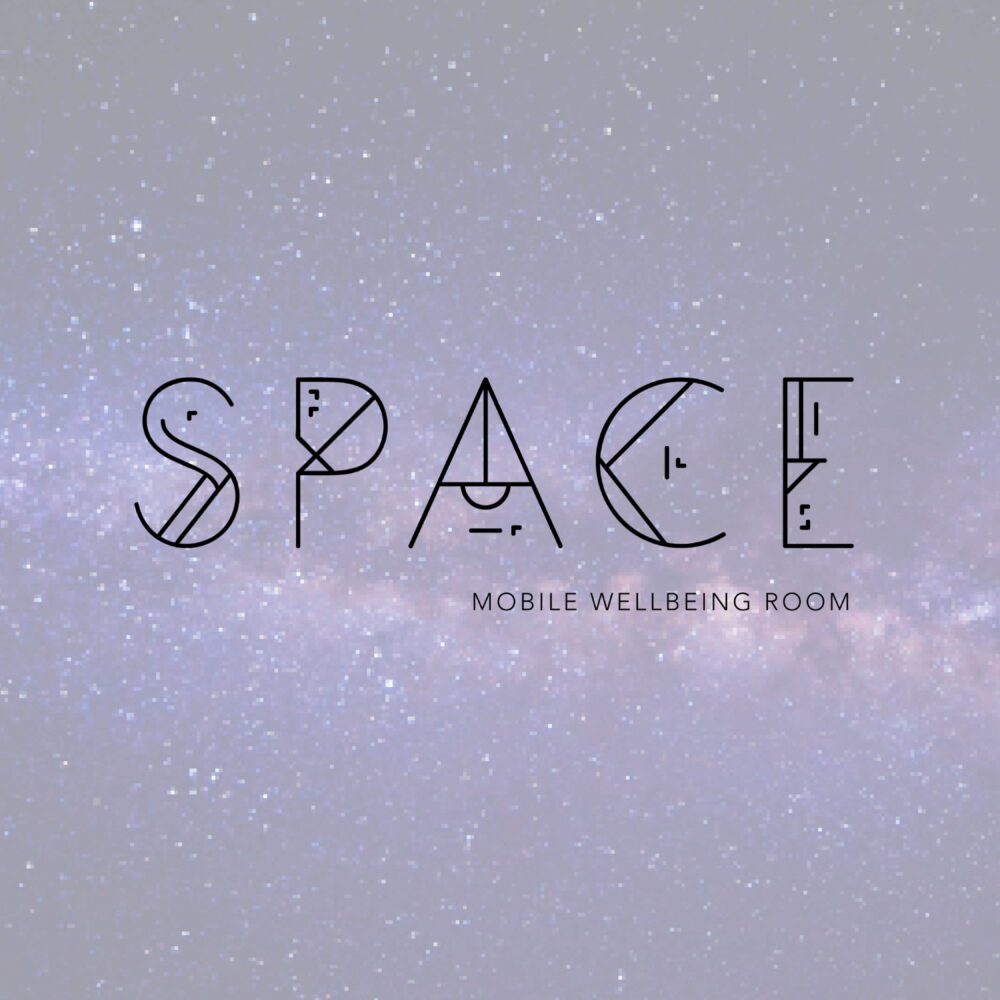 A box that reads "Space, mobile wellbeing room"