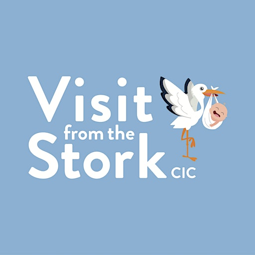 Visit from the Stork Cic is written with a logo of a stork carrying a baby