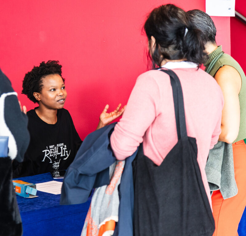 mandla chats to attendees about culture in Salford.