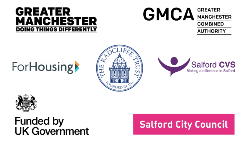 Image of Salford Voices project funders logos.