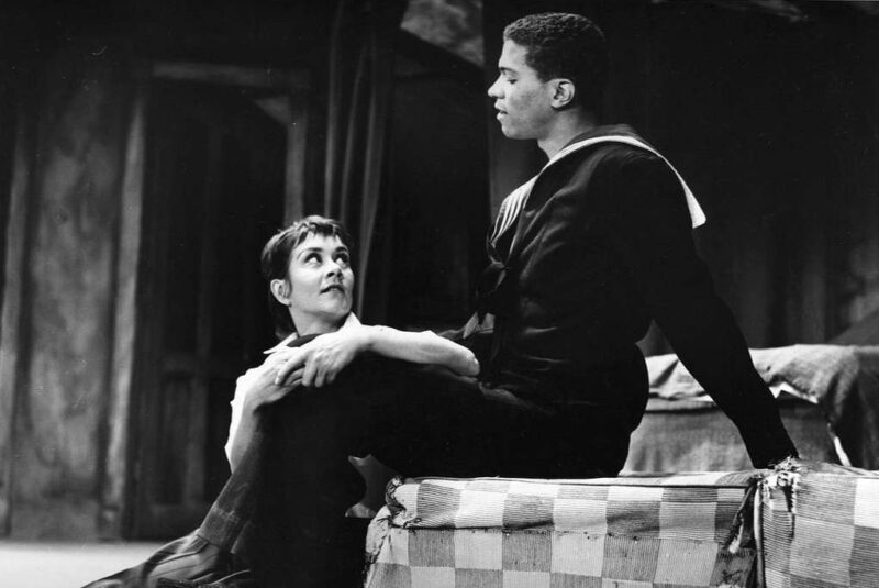 A photo of Joan Plowright as Jo and Billy Dee Williams from the 1960 Broadway production of 'A Taste of Honey'.