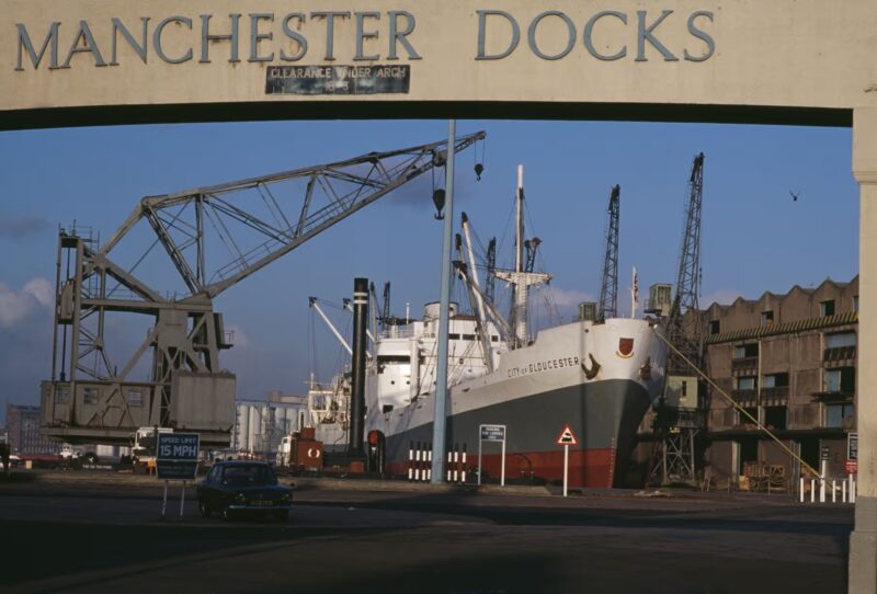 An image of a large boat in Manchester docks.